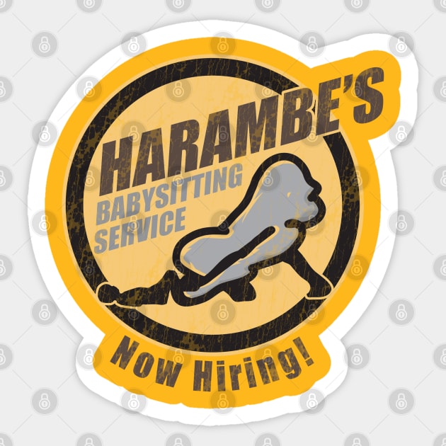 Harambe's Babysitting Services Sticker by Chicanery